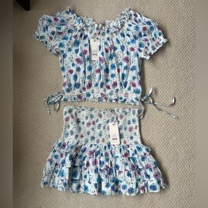 NWT LoveShackFancy Yorkie skirt and Rosalinda crop top size L set